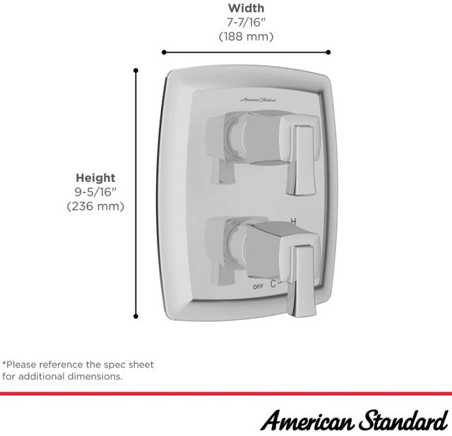 American Standard Townsend® Polished Chrome 2-Handle Integrated Shower Diverter Trim Only-4