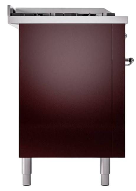 Ilve® Nostalgie II Noblesse 60'' Burgundy Pro Style Dual Fuel Range with Chrome Trim-2