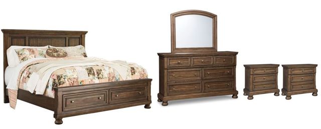 Signature Design by Ashley® Flynnter 5-Piece Medium Brown Queen Panel Bed Set-0