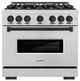 ZLINE Classic Series Autograph Edition 36" Stainless Steel Pro Style Gas Range with Matte Black Accents-0