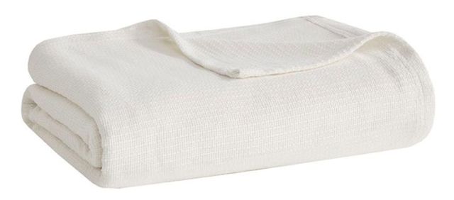 Olliix by Madison Park Freshspun Basketweave Cream Full/Queen Cotton Blanket-0