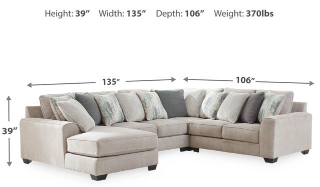 Benchcraft® Ardsley 4-Piece Pewter Left Arm Facing Sectional and Chaise-1