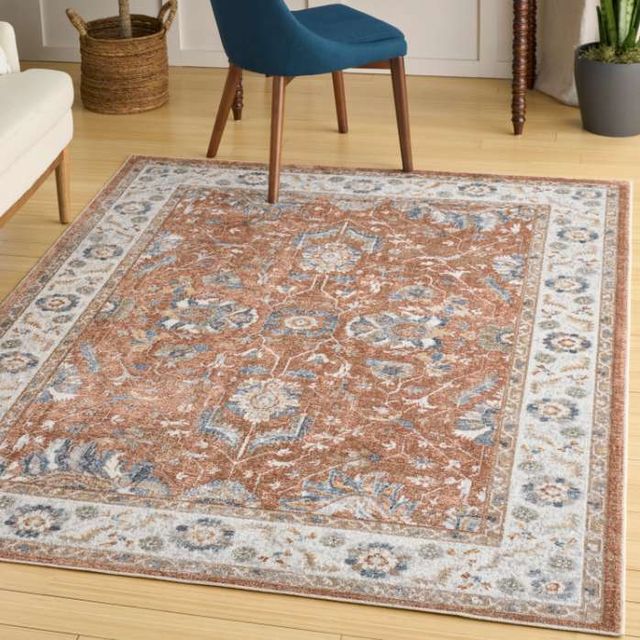 Nourison Home™ Astra Machine Washable Rust Ivory 5'x7' Area Rug-1