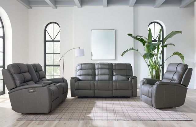 Bassett® Furniture Club Level Wendell Gunmetal Power Reclining Sofa-2