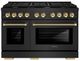 ZLINE Autograph Edition Paramount 48" 6.7 Cu. Ft. Black Stainless Steel Gas Range with 8 Burner DuoPro™ Cooktop and Dual Ovens with Polished Gold Helix Handles and Accents-0
