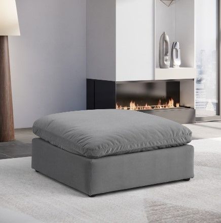 Meridian Furniture Comfy Gray Velvet Ottoman-3