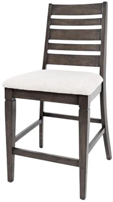 Jofran Inc. Lincoln Square Espresso/Light Cream Ladderback Counter Stool-3