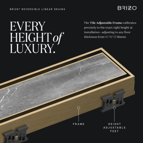 Brizo Polished Gold 24" Reversible Linear Shower Drain-4