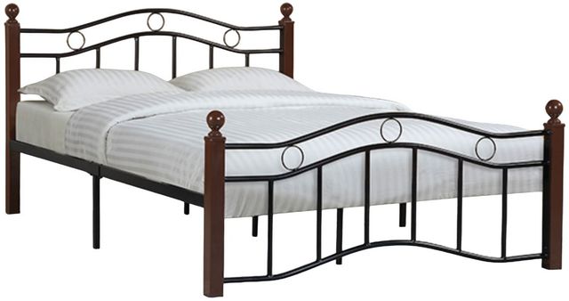 Milton Greens Stars Black/Brown Full Metal Platform Bed with Posts-0