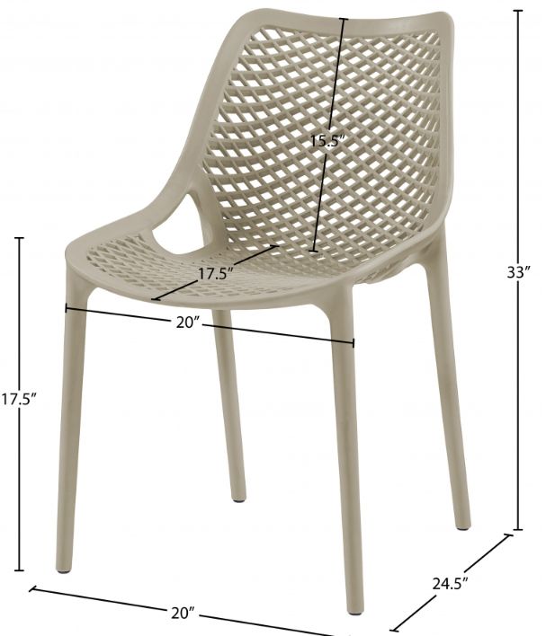 Meridian Furniture Mykonos Taupe Plastic Outdoor Patio Dining Side Chair-2
