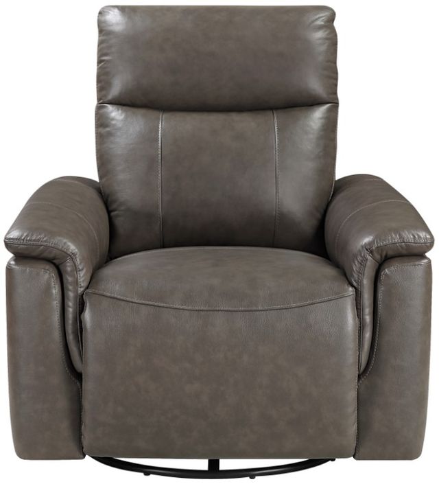 Homelegance® Hadley Dark Brown Leather Manual Swivel Glider Reclining Chair-2