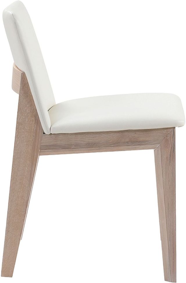 Moe's Home Collection Deco 2-Piece Cream White PVC Oak Dining Chair Set-2