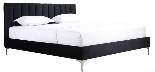 Mazin Furniture Melina Black King Upholstered Platform Bed-1