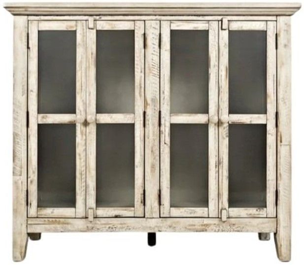 Jofran Inc. Rustic Shores Scrimshaw Cream 4-Door Accent Cabinet-1