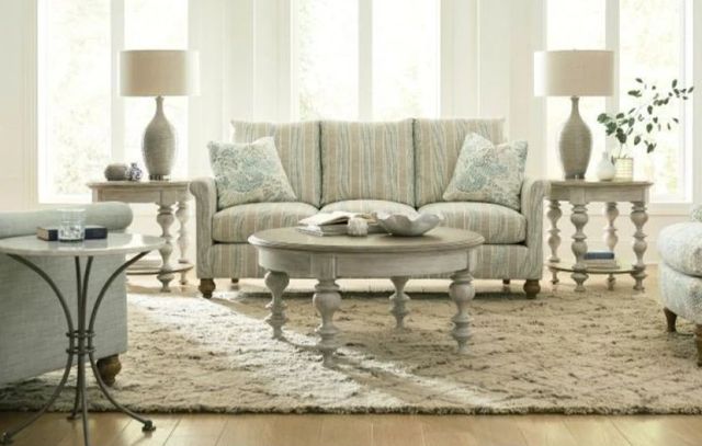 American Drew® Litchfield Dover White Chairside Table with Gray Base-1