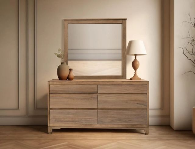 International Furniture Direct Parota Nova Brown 6-Drawer Dresser-1