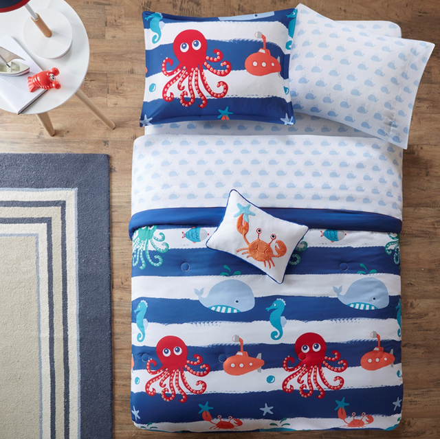 Olliix by Mi Zone Kids Sealife Blue Full Complete Bed and Sheet Set-2