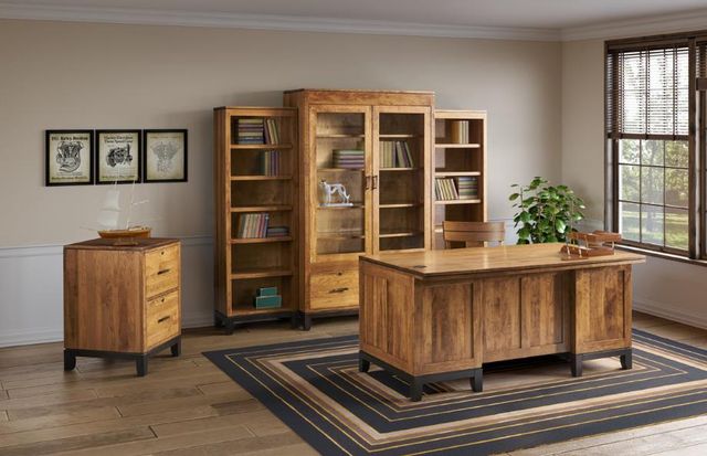 Urban Collections by Yutzy Woodworking Trieste Onyx/Retreat Cherry/Seely 60" Double Pedestal Executive Desk-1