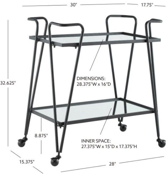 Linon Ellie Black Bar Cart-2