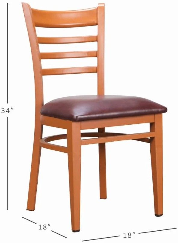 Linon Kara 2-Piece Burgandy/Dark Honey Vinyl Metal Side Chairs-2