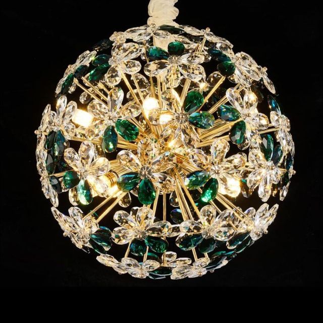 Michael Amini® Bouquet Emerald/Gold 8-Light Round Chandelier-4