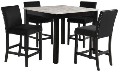New Classic® Home Furnishings Celeste 5-Piece Black Counter Dining Set Front view of the New Classic® Home Furnishings Celeste 5-Piece Black Counter Dining Set
