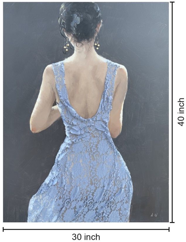 Classy Living Dramatic Lady in Blue Dress Wall Art-2