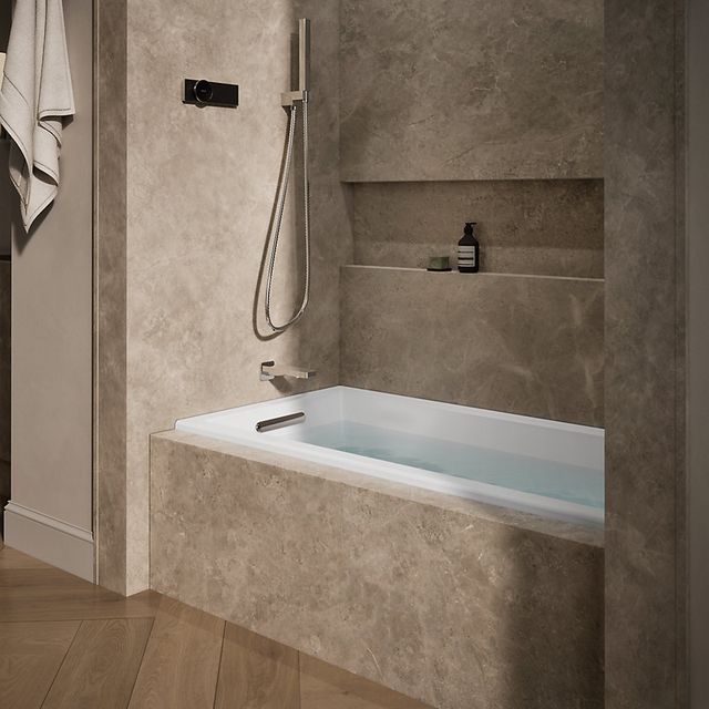 KOHLER® Underscore® White 60" x 30" Alcove Heated Bubble Massage™ Air Bath - Left Drain-1