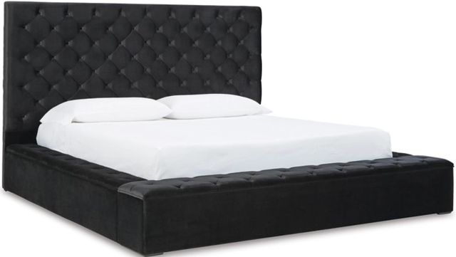 Signature Design by Ashley® Lindenfield 2-Piece Black/Silver California King Upholstered Storage Bed Set-1
