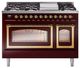 Ilve® Nostalgie II Noblesse 48'' Burgundy Pro Style Dual Fuel Range with Brass Trim-0