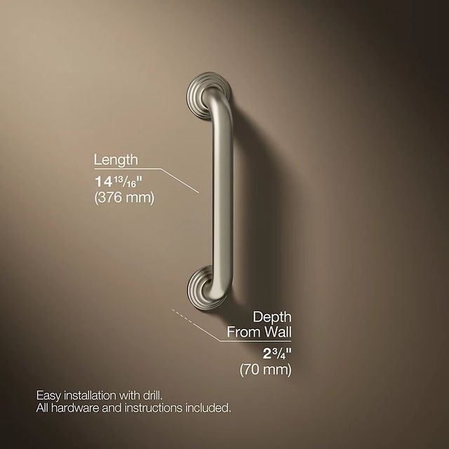 Kohler® Traditional Vibrant Brushed Nickel 12" Grab Bar-2