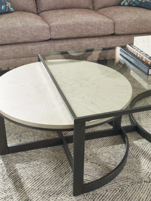 Hammary® Portrait 3-Piece Flat White/Glass Top Nesting Coffee Table Set with Matte Black Base-2