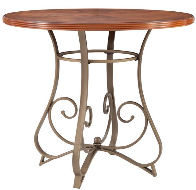 Powell® Hamilton 5-Piece Beige/Medium Cherry/Pewter Gathering Table Set-3