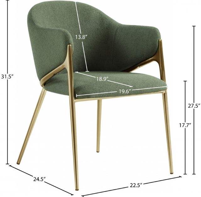 Meridian Furniture Nial Green/Brushed Brass Dining Chair-3