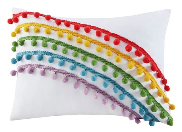 Olliix by Mi Zone Juniper Pink Twin/Twin XL Rainbow Comforter Set with Pompom Trim-3