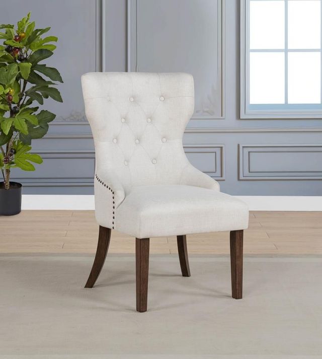 Coaster® Baney Cream/Dark Oak Upholstered Dining Chair-1