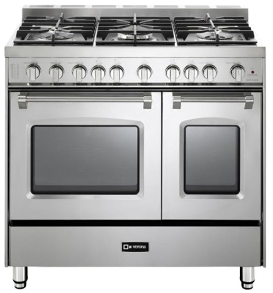 Verona® Prestige Series 36" Stainless Steel Pro Style Dual Fuel Gas Range-0