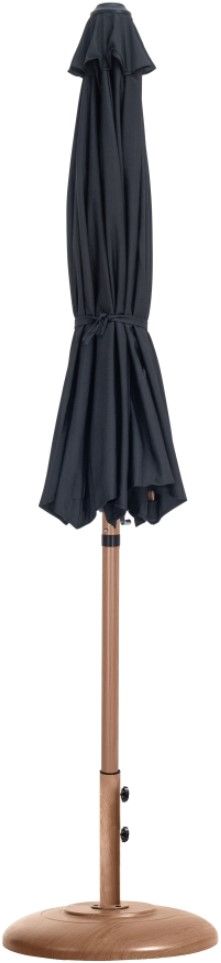 Meridian Furniture Fiji Black/Teak Aluminum Outdoor Patio Umbrella and Round Base-1