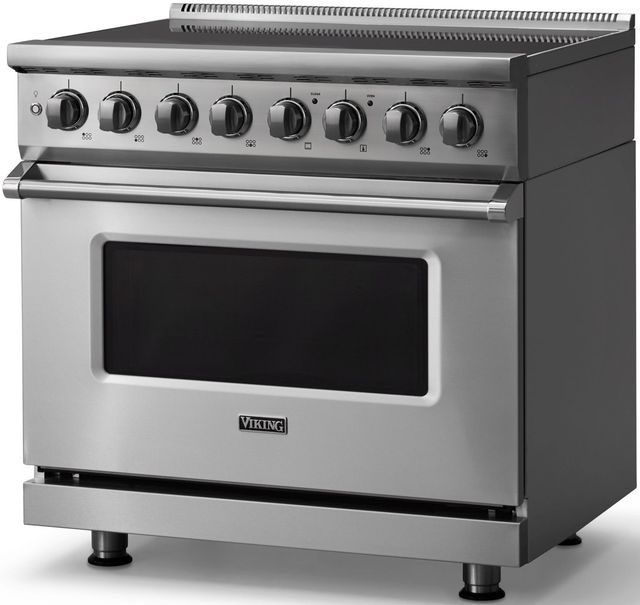 Viking® 5 Series 36" Stainless Steel Pro Style Induction Range with Polished Chrome Trim-2