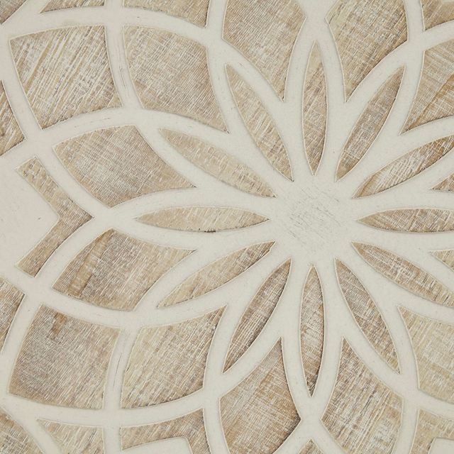 Olliix by Madison Park Leah Natural and White Medallion Wood Wall Decor-2