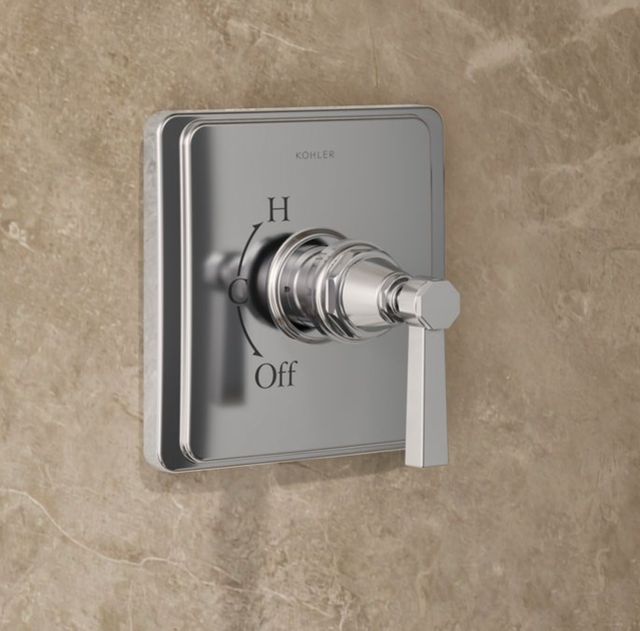 KOHLER® Pinstripe® Pure Rite-Temp® Polished Chrome Shower Trim Kit with Lever Handle-3