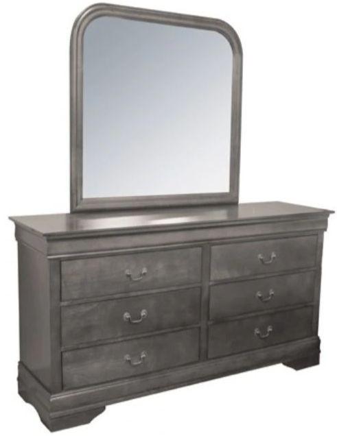 American Wholesale Furniture Louis Philippe 3-Piece Gray Queen Bedroom Set-3