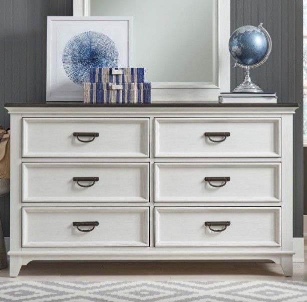 Liberty Furniture Allyson Park Charcoal/Wirebrushed White 58" Dresser-1
