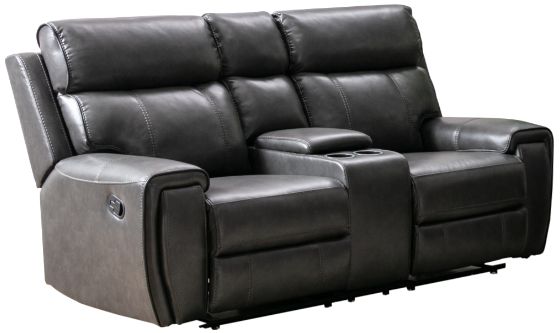 Mazin Furniture Carnegie Grey Manual Reclining Loveseat with Center Console-1