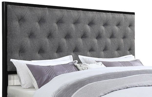 Milton Greens Stars Gray Queen Metal Platform Bed with Upholstered Headboard-1