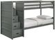 Elements International Sami Gray Youth Twin Over Twin Step Bunk Bed with Left Headboard-0