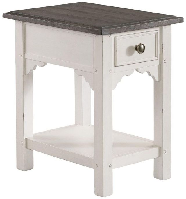 Riverside Furniture Grand Haven Rich Charcoal Chairside Table with Feathered White Base -1