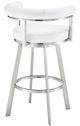 Armen Living Magnolia Brushed Stainless Steel/White 26'' Counter Stool-2