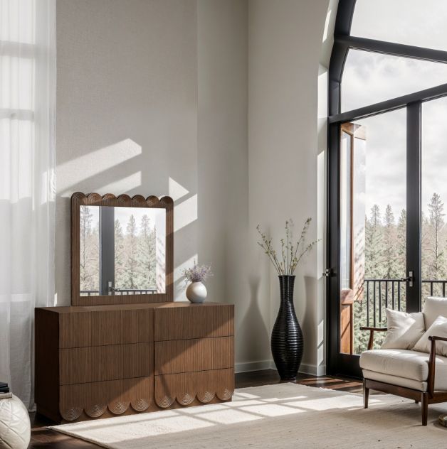 Meridian Furniture Scallop Brown Mirror-4