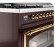 Ilve® Nostalgie II Noblesse 48'' Burgundy Pro Style Dual Fuel Range with Brass Trim-4